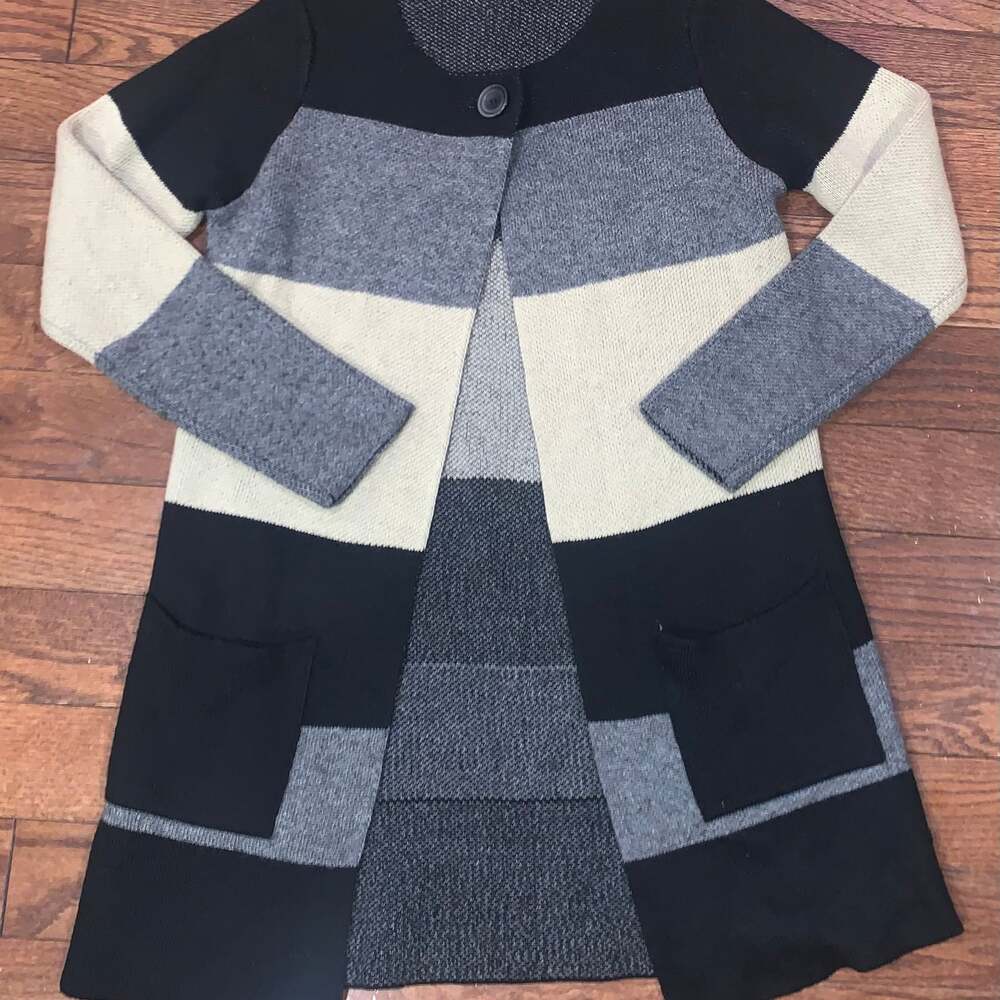 Cocogio Italian Wool Blend Colorblock Cardigan M Cozycore‎ Classic Fit